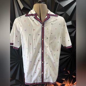 Gucci White Bowling Shirt with Multicolor Accents 50IT